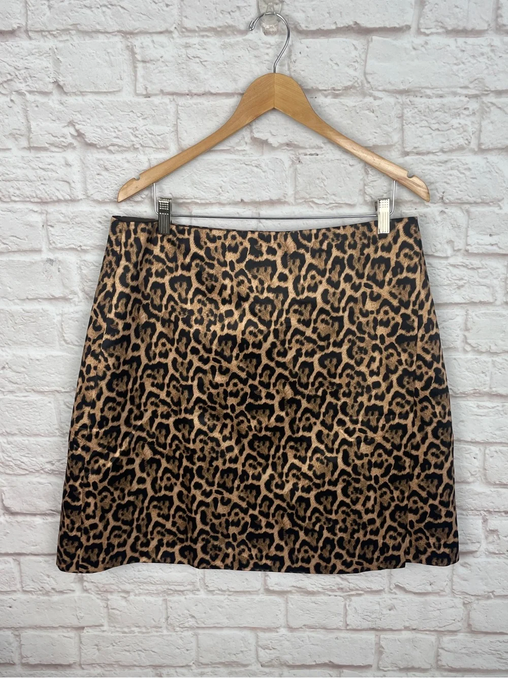 J. Crew Collection Duchesse Satin Leopard-Print Wrap Skirt Size 14